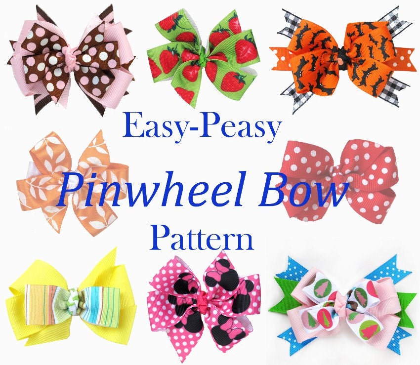 Easy Peasy Pinwheel Bow Pattern and more... IMMEDIATE DOWNLOAD pdf pattern and tutorial
