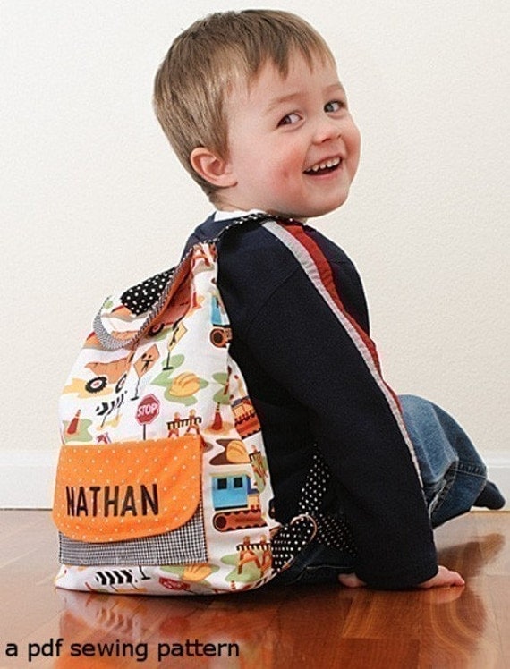 Preschool Backpack - IMMEDIATE DOWNLOAD - a PDF sewing pattern - free shipping