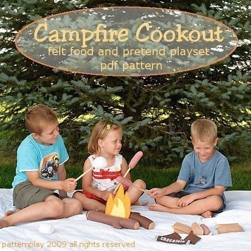 Campfire Cookout- Felt Food Play Set - immediate download of pdf sewing pattern