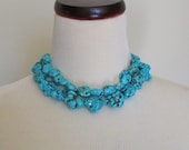 Turquoise  chunk nugget necklace double strand statement "megan"  Chunky Two strand