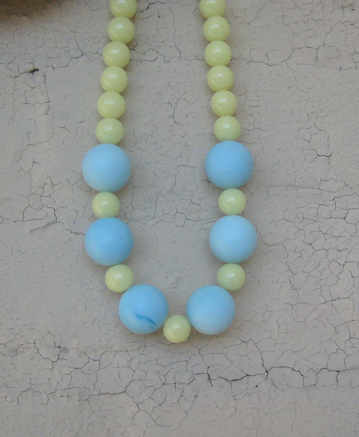 Yellow Blue Turquoise Chunky Beaded Sky Blue Necklace Lemon Citrus Choker