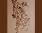 Greyhound 334/500 Artist Kline draws his dog art using only words. Signed 11x17 Lithograph Your dogs name added free.