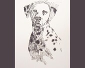 Dalmatian - Artist Kline draws dog art using only words. Signed 11x17 Lithograph 64/500 - Artist Will Add Your Dogs Name Into Art Free