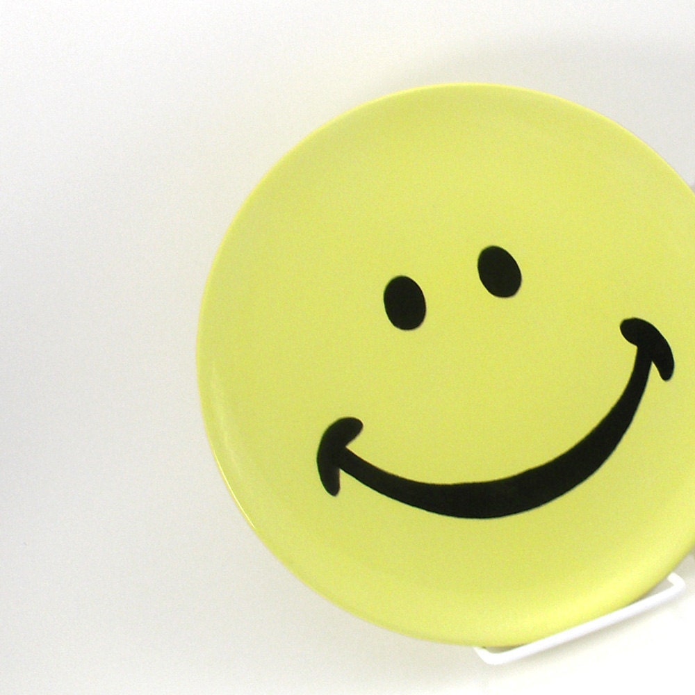 Ceramic Child's Plate  Smiley Kid's Plate  Fun with Food Plate - 10" - Personalized