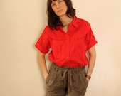 red avant garde 80s cotton shirt