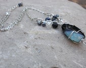 Silver and Black Wire Wrapped Agate Necklace