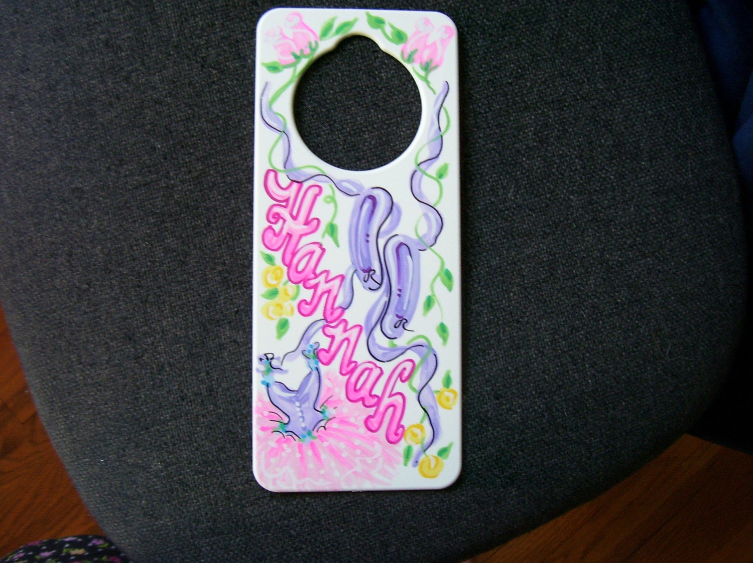 Door Hanger  Ballet Theme  Handpainted and Personalized Name Sign
