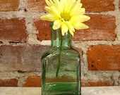 Vintage Bottle Vase- Square Green