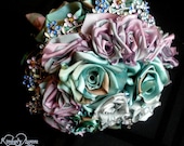 Glimmering Fable Jewelry and Silk Bridal Bouquet IN STOCK