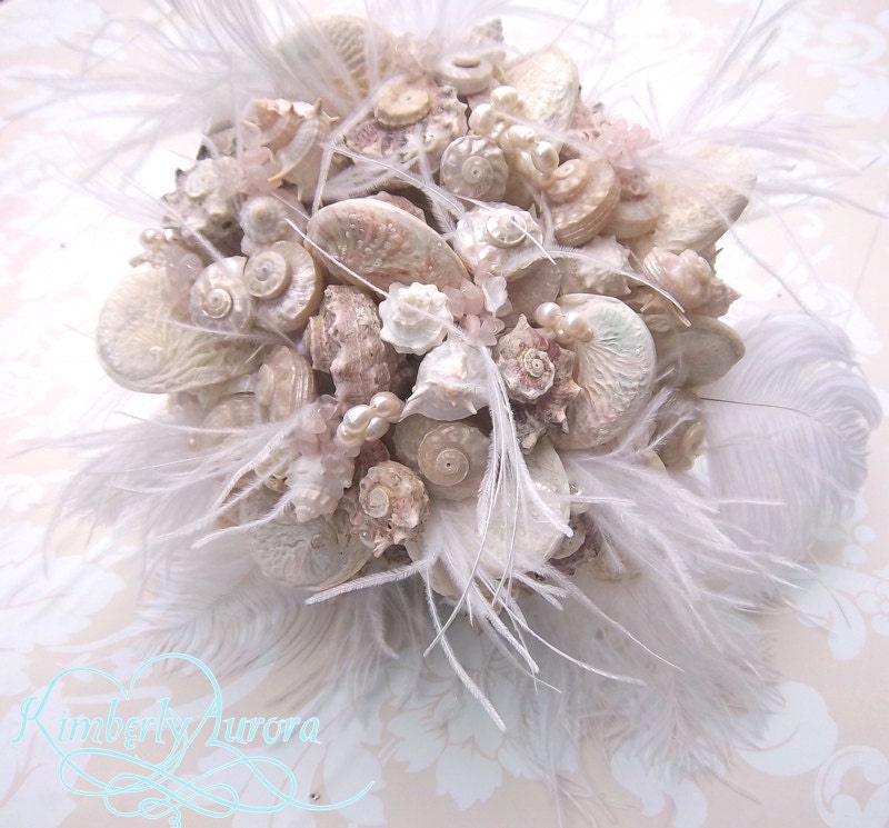 Made to Order Custom Details Bridal Bouquet and Bridesmaids of Shells (Blush Island and Hinewai). DEPOSIT