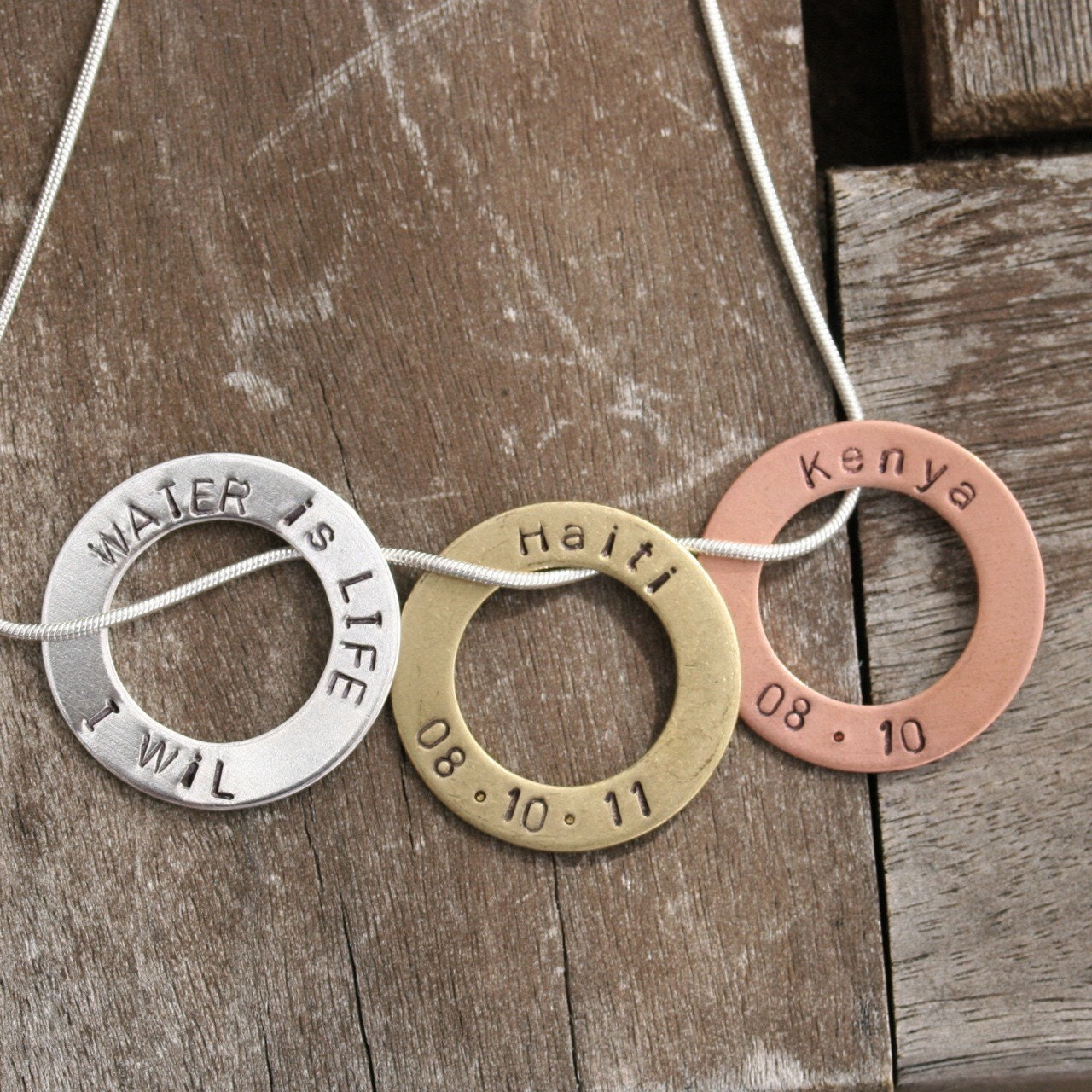Water is Life Volunteer Hand Stamped Necklace