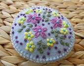Book Mark with Hand Embroidered Blue Felt Fob