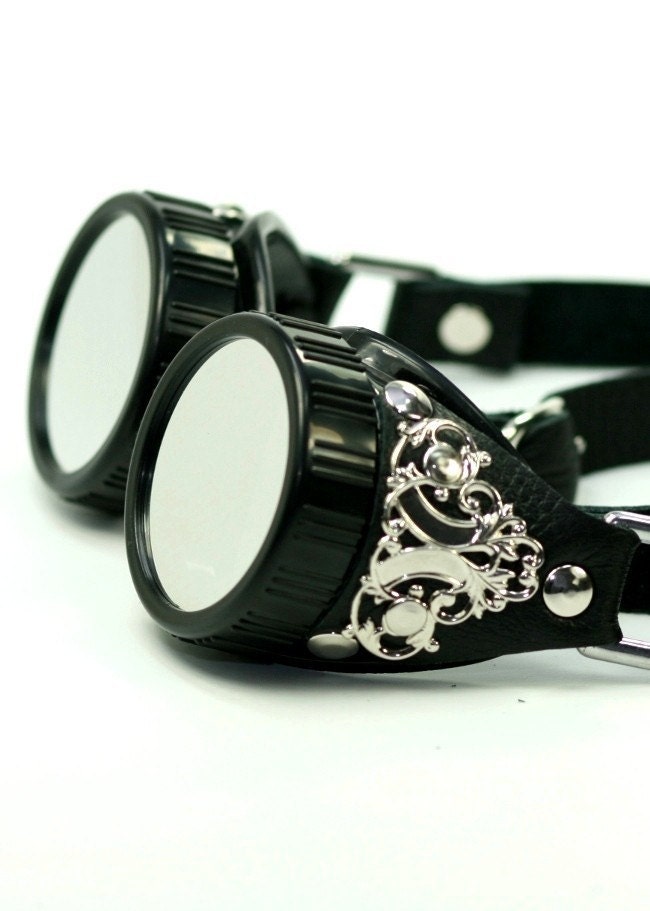 STEAMPUNK Goggles Black and Silver