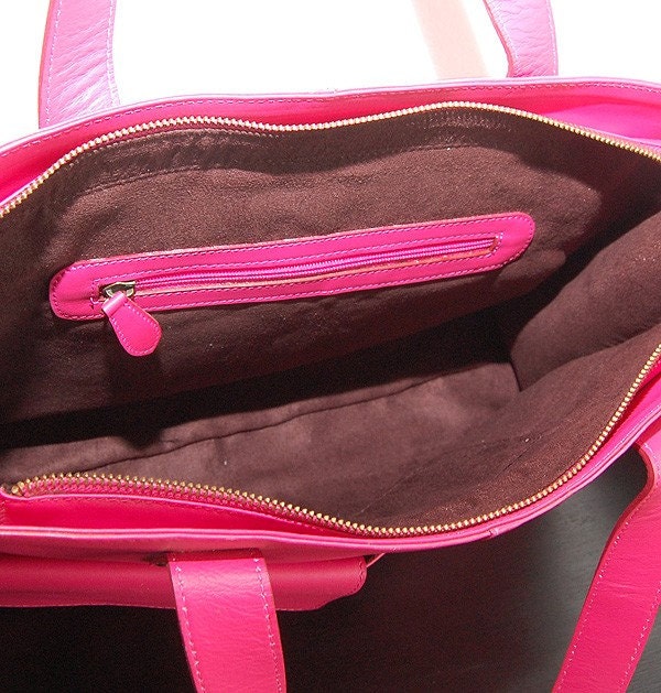 Work n Play in Pink - Stylish Leather Tote and Laptop Bag