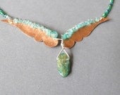 Copper wings Necklace with Kyanite beads