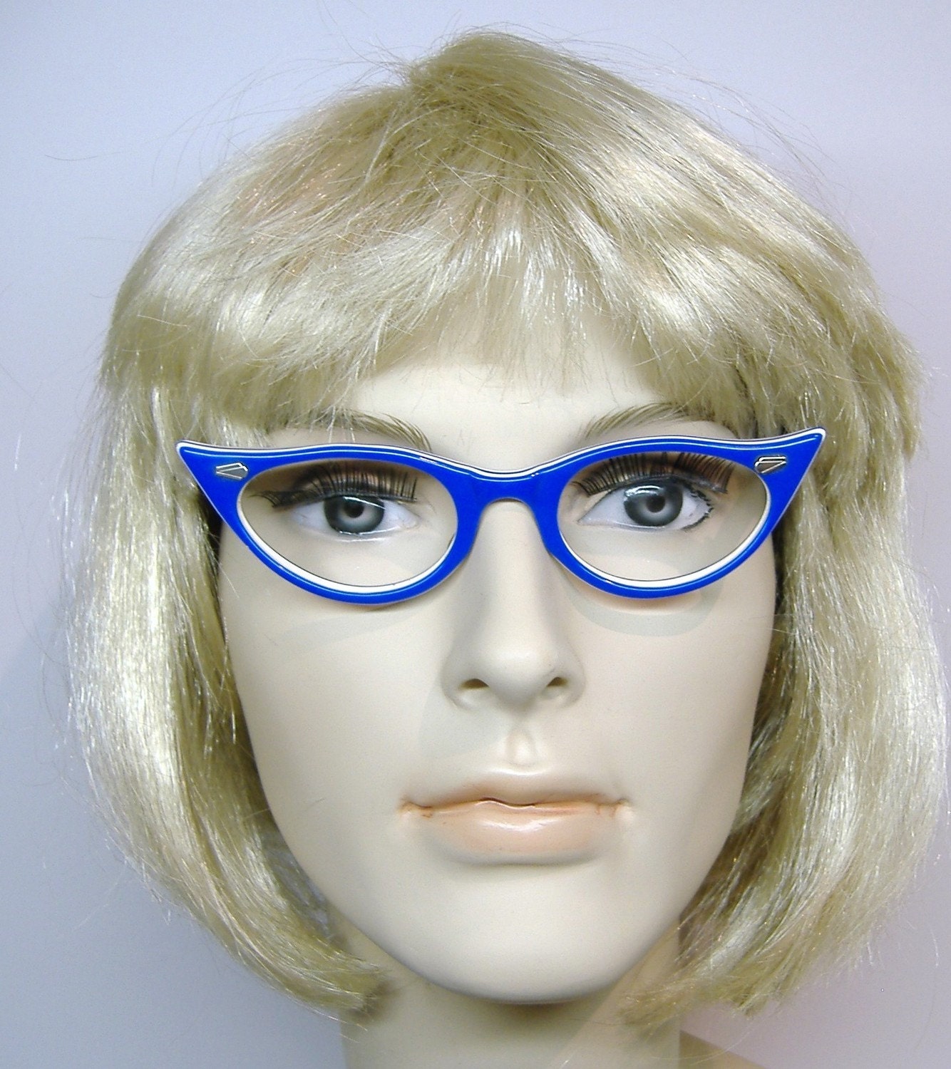 Vintage 50s Sapphire Blue Cat Eye Eyeglasses Frames