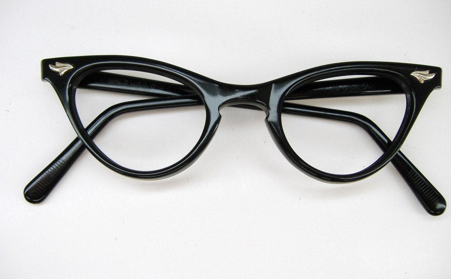 Vintage 50s Black Cat Eye Eyeglasses Frame NOS