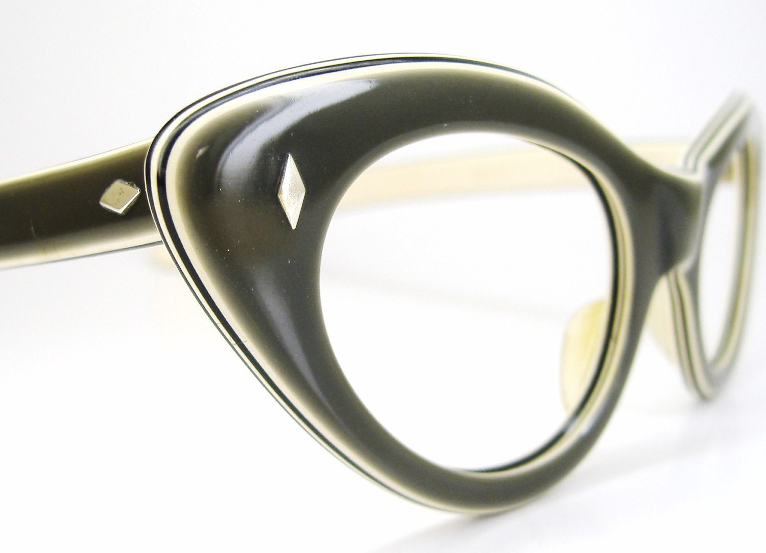 Vintage Womens 50s Grey Cateye Eyeglasses Frame France