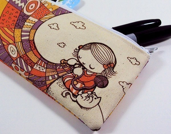 Small Knitting Girl Zipper Pouch