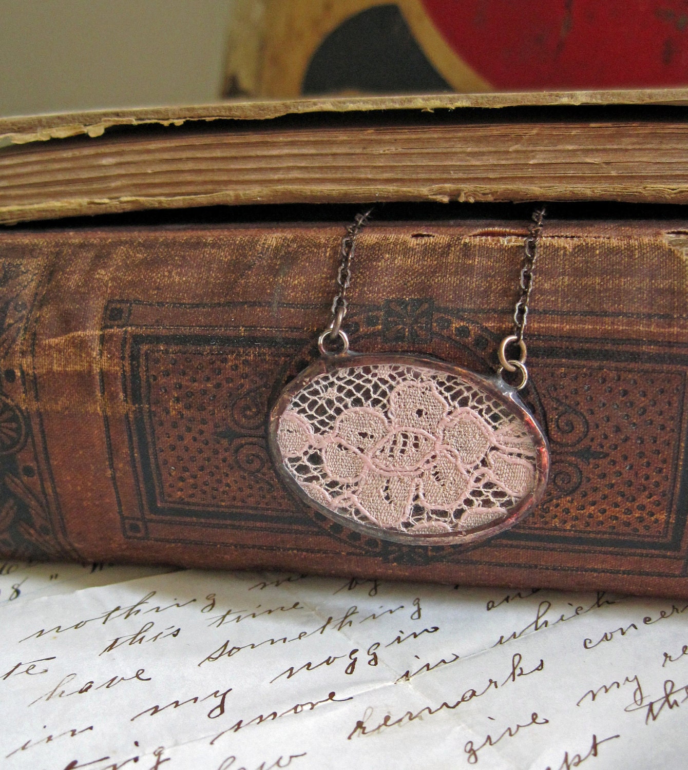 Muted Flower  Vintage Lace Necklace