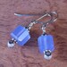 Dusk Blue Quartz Faceted Cube Earrings in Sterling Silver