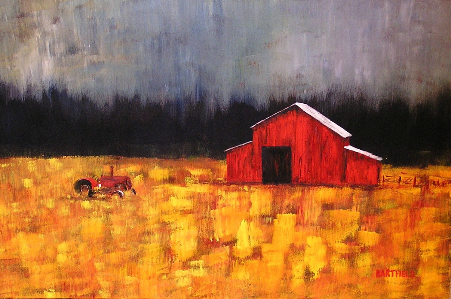 The Old Tractor. 24 x 36 Original Acrylic Painting