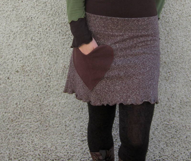 Chocolate Hearts Hemp Mini Skirt :Made to Order Sz. Sm Med Lg XL Eco Friendly Organic Cotton