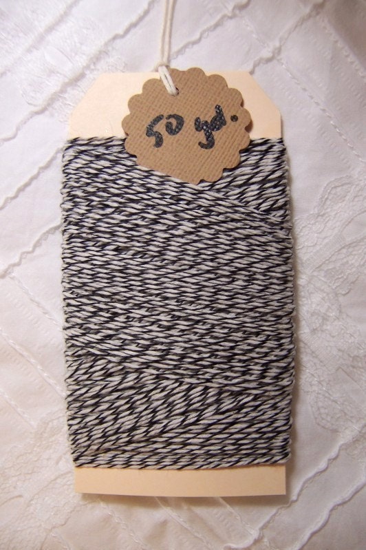 baker's twine - black and white -  50 yards (150 feet)
