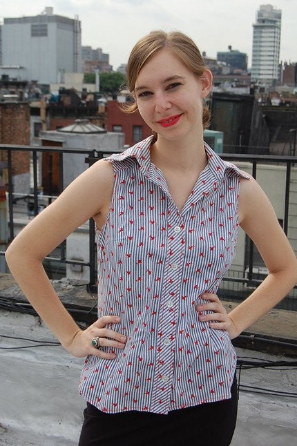 r e s e r v e d f o r katman01........vintage SEERSUCKER COLLAR button blouse