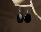 Black Glass Earrings, Black Earrings, Black Dangle Earrings, Black Earrings for Women