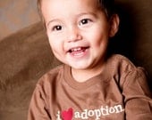 2T I Heart Adoption Tee, Adoptions Gifts, Adoption T-Shirts, Birth Mother Gifts, Toddler Adoption T-Shirts