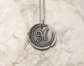 Letter M Initial Necklace, Monogram Necklace, Wax Seal Initial Necklace, Initial "M" Necklace, Wax Seal Necklace, Birth Mother Gifts