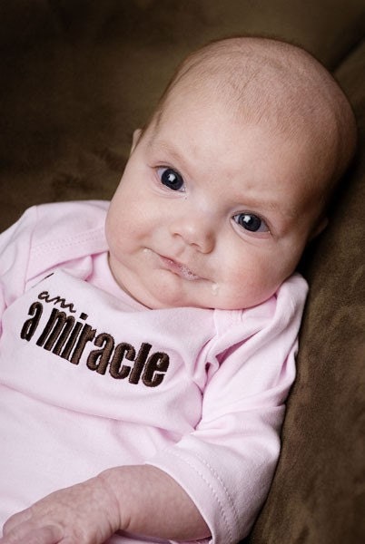0 to 3 Month I am a Miracle Baby Pink Long-Sleeved Bodysuit, Adoption Apparel, Adoption Gifts, Baby Shower Gifts, Push Present