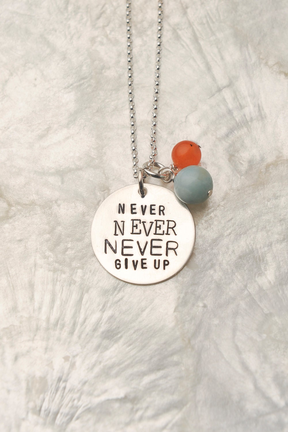 Never Never Never Give Up Necklace, Inspirational Jewelry Necklace, I Can Do Hard Things Necklace, Survivor Necklace