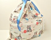 Kawaii Sweet Retro My Little Kitten Drawstring Pouch For Summer Camp/Bento Bag/Makeup Bag/Purse/Gift Wrap/Zakka Bag