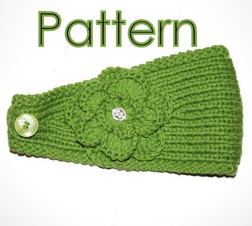 KNITTING PATTERN -  Headband with Crochet Or Knitted Flower