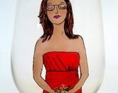 Maid of Honor Gift, Bridesmaid Gift, Bridal Party Personalized Wine Glass- Custom Caricatures Handpainted to their Likeness