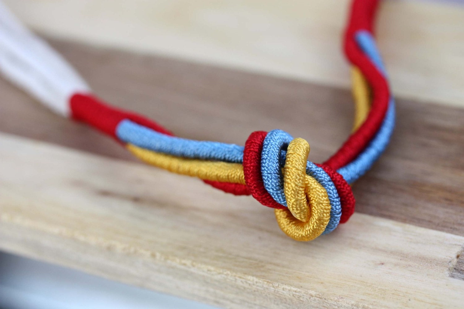 Rope Knot Necklace - Red Blue Yellow