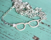 Tiny Silver Glasses Necklace