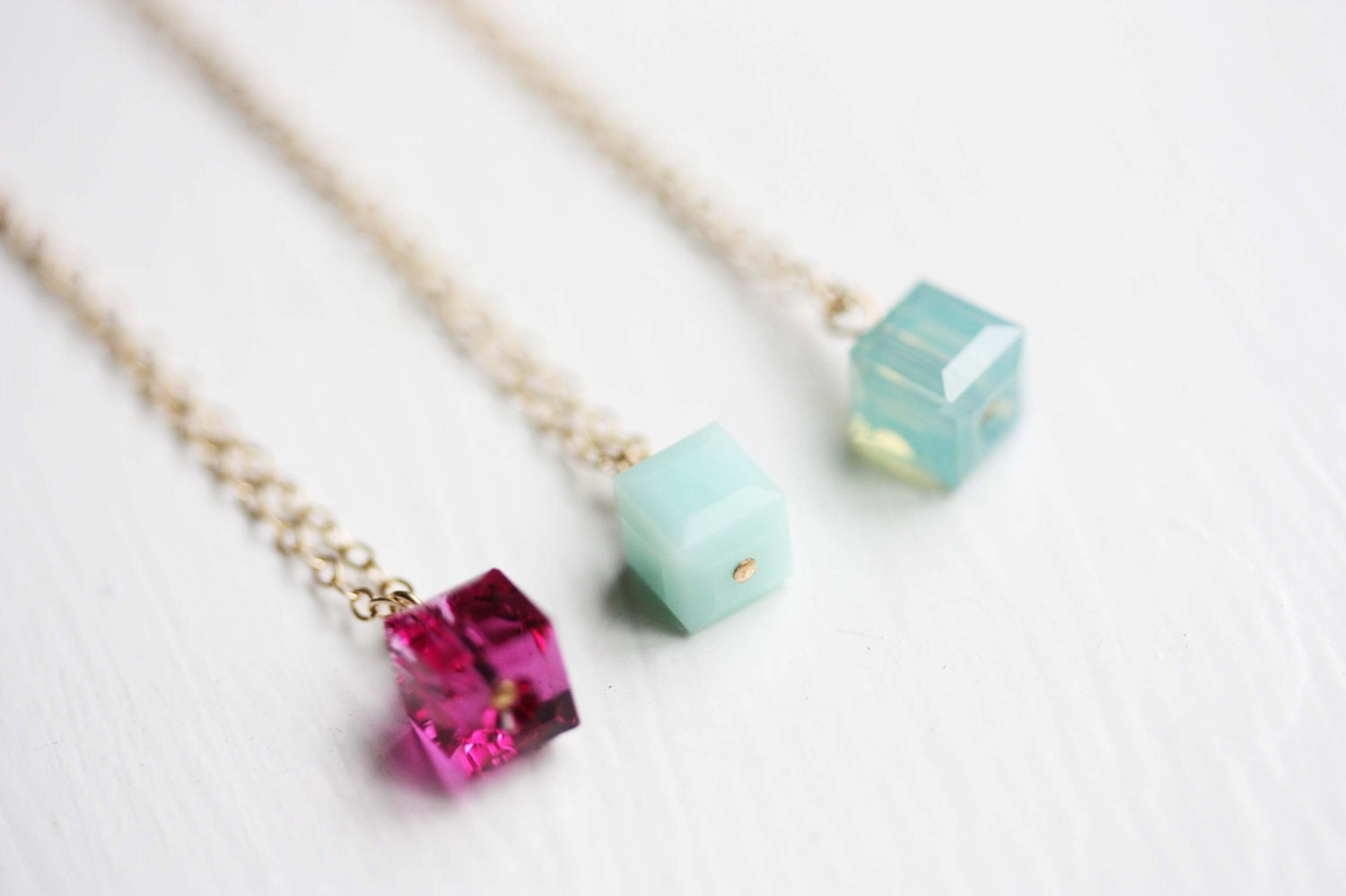 Colorful Cube Necklace - You Choose The Color