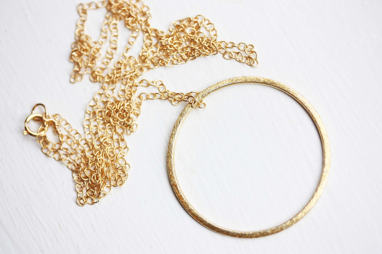Long Gold Circle Necklace