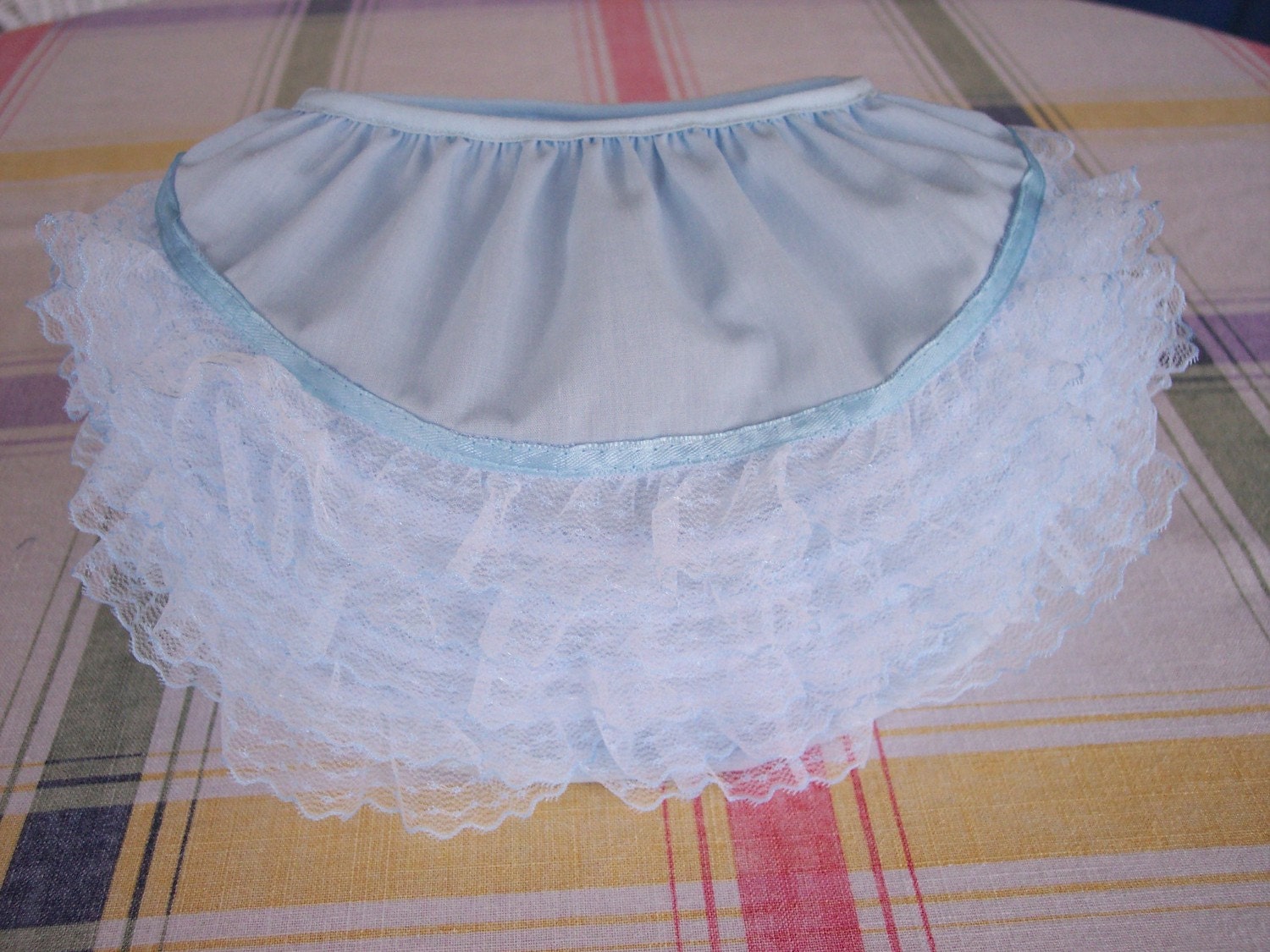 Light Blue  Ruffled Diaper Cover Size small 0-3 months or 10-15 lbs FREE USA SHIPPING