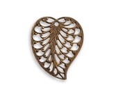 4 pieces natural brass Filigree Leaf Charm by Vintaj Item DP270