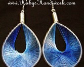 Handmade Thread Earrings, String Art, Silver Earrings, RubysHandiwork.com