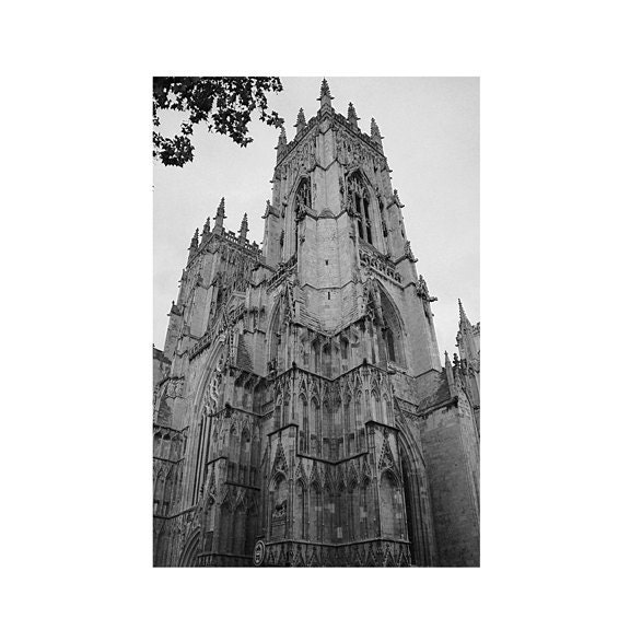 York Minster Cathedral 8x12 signed black and white photo england travel gothic architecture moody church historic Yorkshire