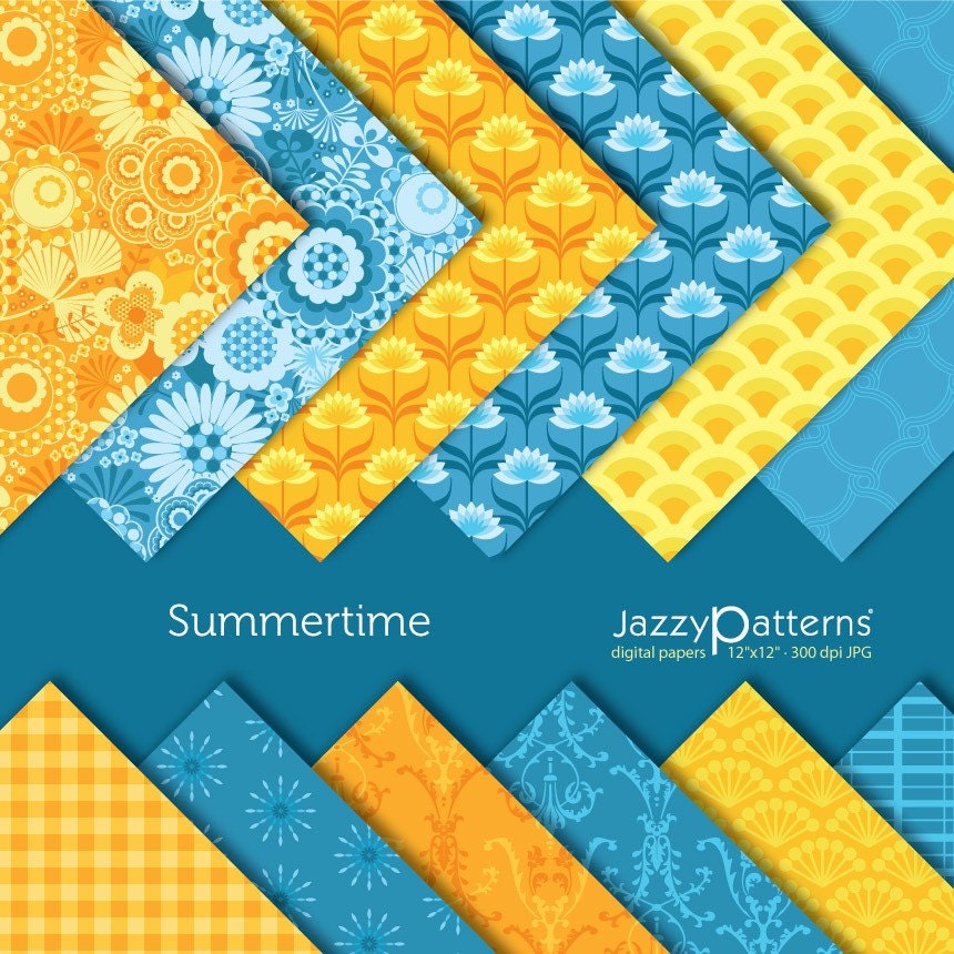Summertime digital scrapbooking paper pack DP029 intant download