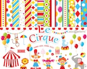 Circus clipart and digital scrapbooking papers pack Le Cirque DK005 Instant Download