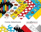 Superhero digital paper pack Comic Adventures DP096 digital scrapbooking paper instant download