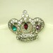 Mazer Brothers Rhodium Metal and Rhinestone Crown Pin