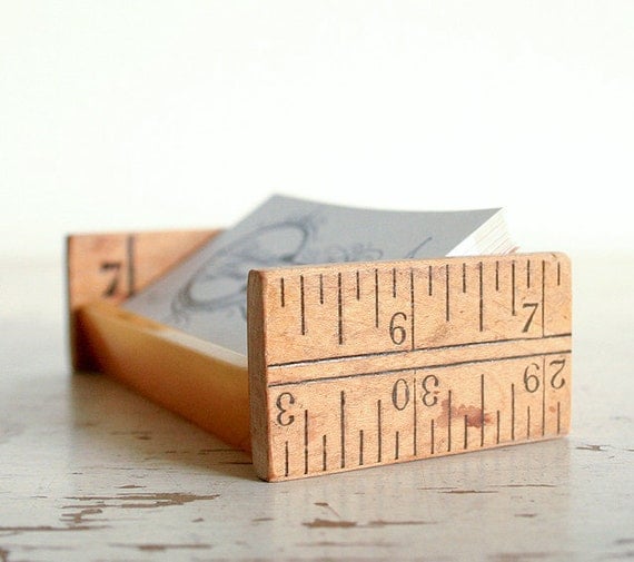 Repurposed Desktop Business Card Holder - Vintage Parts